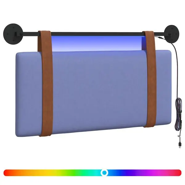 vidaXL Hängande sänggavel Med LED-lampa Jeansblå Antik PU Köp online