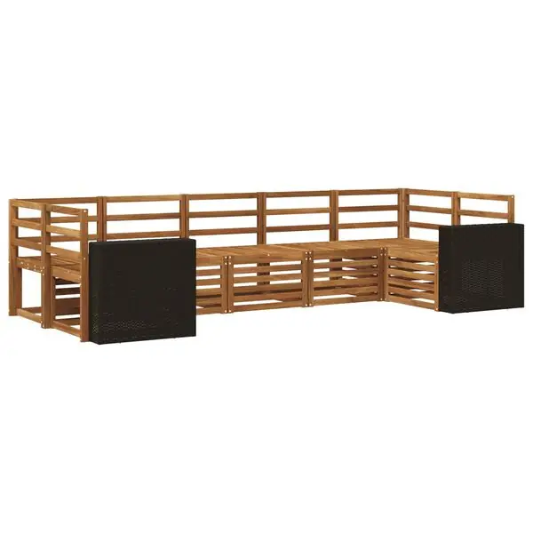 Rea vidaXL Sektionsoffgrupp 7 pcs Naturlig Massivt Akaciaträ