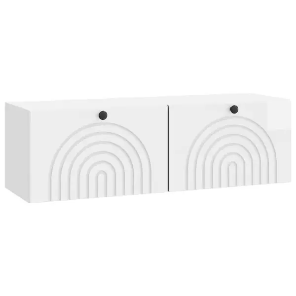 Expressleverans vidaXL Väggmonterad TV-bänk Väggmonterad Vit högglans 98 x 31 x 30 cm