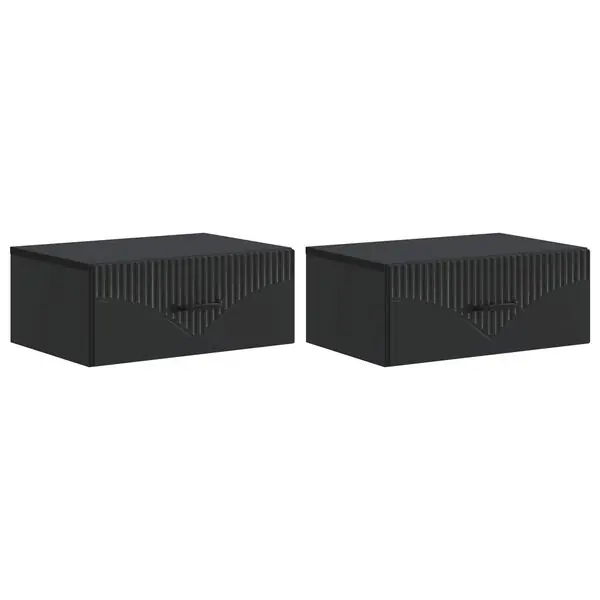 Trygg betalning vidaXL Väggmonterat Sängbord med låda 2 pcs Svart 49 x 34,5 x 20 cm