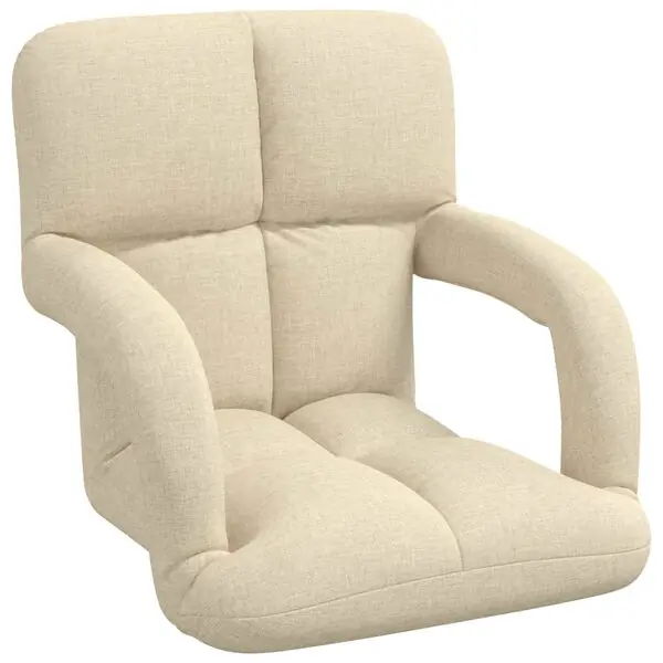 Rabatt vidaXL Justerbar golvstol Reclining Gräddvit 58 x 62 x 58 cm Tyg