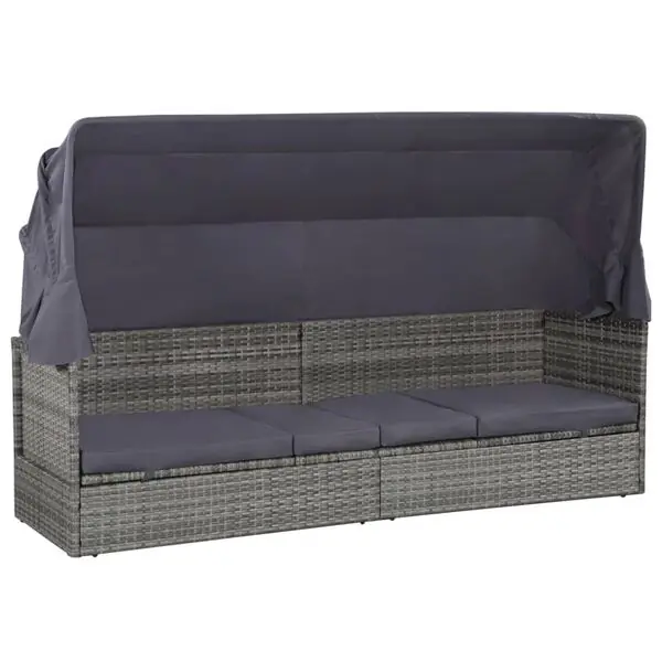 Reapris vidaXL Solsäng med tak 205x62 cm konstrotting grå