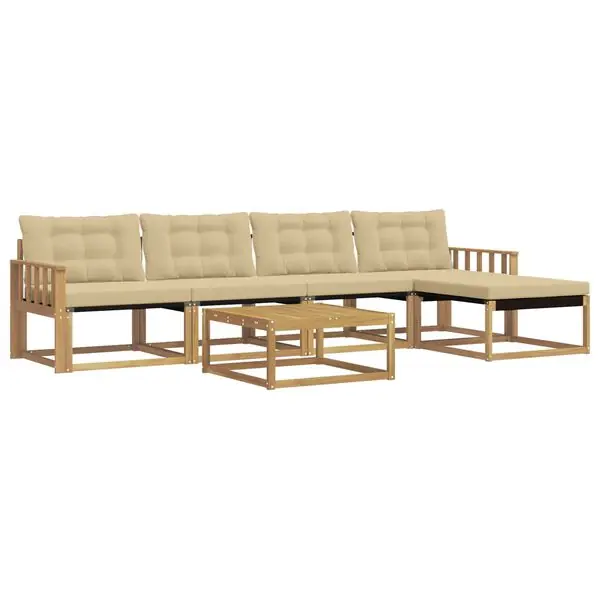 vidaXL Utomhussoffset 6 pcs Vit och Beige 79 x 79 x 37 cm Rabatter