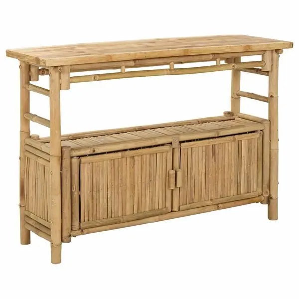 vidaXL Konsolbord med hylla med dörr Naturfärg 110 x 35 x 75 cm Bambus Köp nu