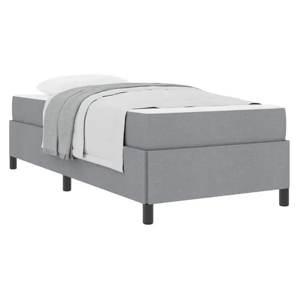 Premium vidaXL Bäddfjäder med madrass Ljusgrå 90 x 190 cm tyg