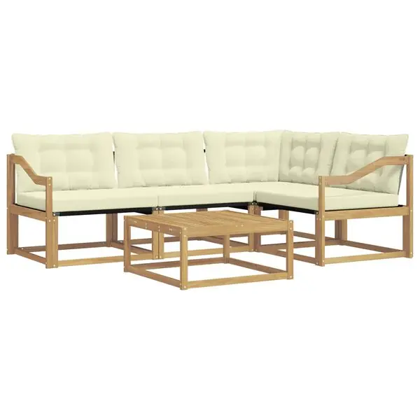 Begränsat erbjudande vidaXL Utomhussoffset 5 pcs Vit och grädde 79 x 79 x 37 cm