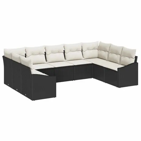 Beställ idag vidaXL Trädgårdsoffset med lagring 9 pcs Svart och kräm konstrotting