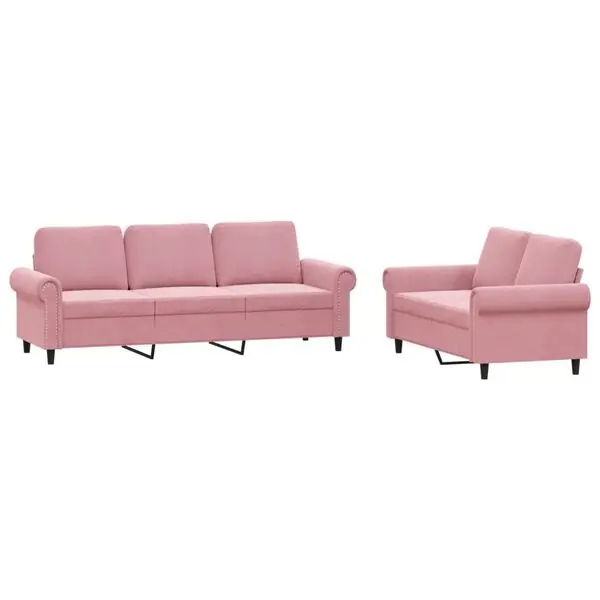 Populärt val vidaXL Soffgrupp med dynor 2 delar rosa sammet