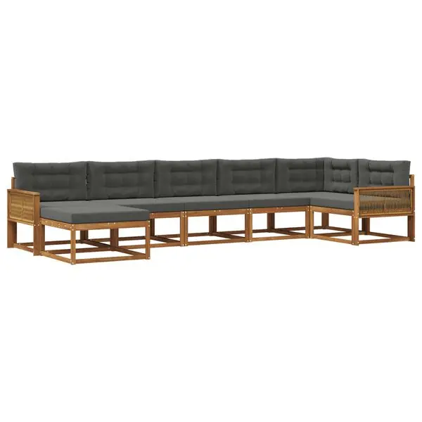 vidaXL Utomhussoffset med kudde 7 pcs Naturlig och Antracit Nedsatt pris