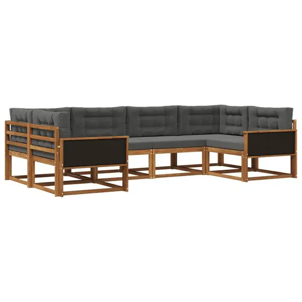 Rabatter vidaXL Utomhussoffset med kudde 6 pcs Naturlig och Antracit
