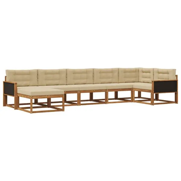 vidaXL Utomhussoffset med kudde 7 pcs Naturlig och Beige Trygg betalning