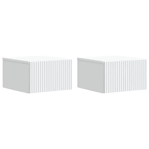 Begränsad tid vidaXL Väggmonterat Sängbord med låda 2 pcs Vit 33 x 34,5 x 20 cm