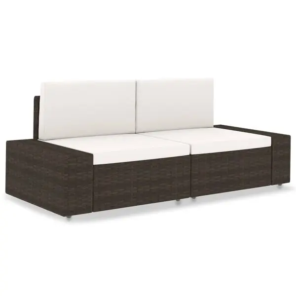 vidaXL Modulsoffa 2-sits konstrotting brun Snabb frakt