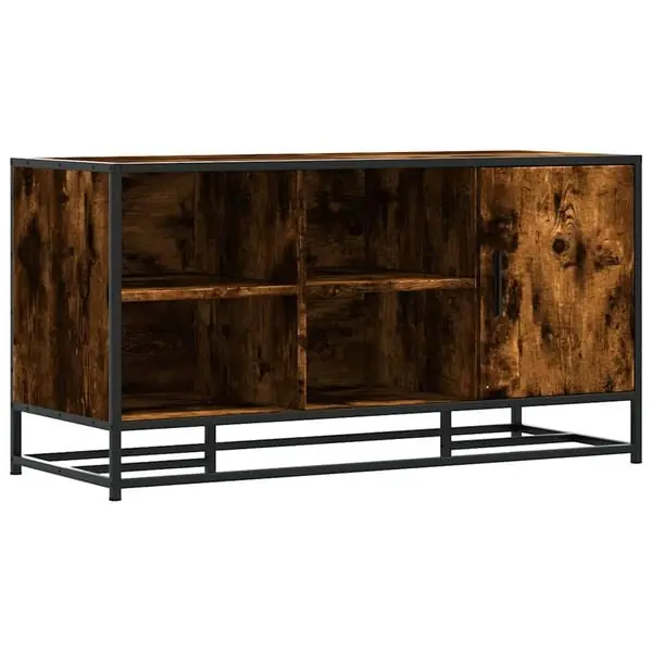 risnedsättning vidaXL Skobänk rökfärgad ek 100x40x53,5 cm konstruerat trä och metall