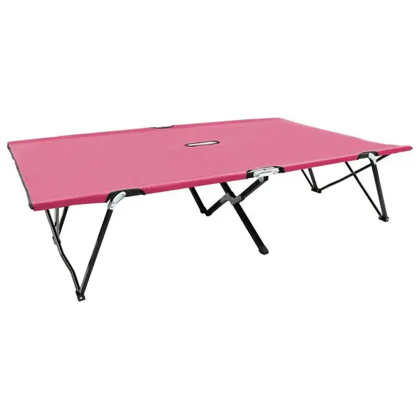 vidaXL Hopfällbar solsäng 2 pers rosa stål Premium