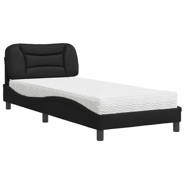 Lägg i varukorgen vidaXL Bed with Mattress "Hvar" Black 80x200 cm Faux Leather