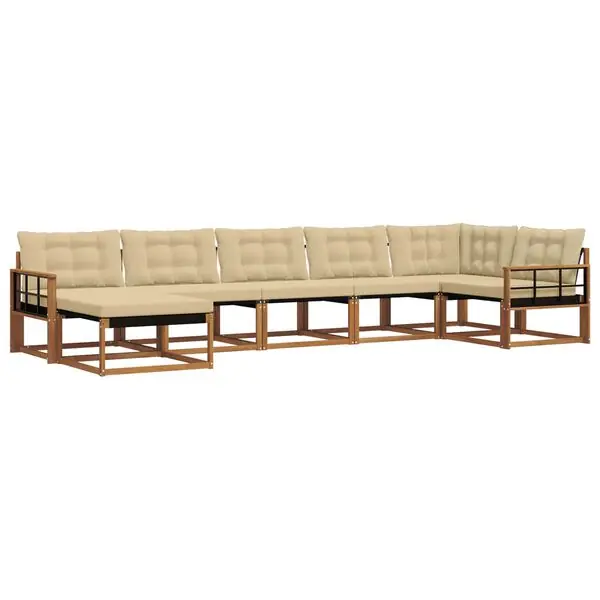 Säker betalning vidaXL Utomhussoffset med kudde 7 pcs Naturlig och Beige