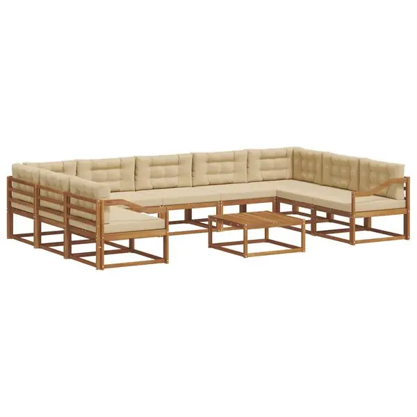 vidaXL Utomhussoffset med kudde 10 pcs Naturlig och Beige Kundfavorit