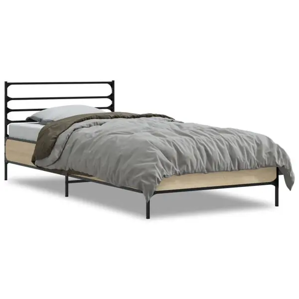 Sista chansen vidaXL Sängram sonoma-ek 90x200 cm konstruerat trä och metall