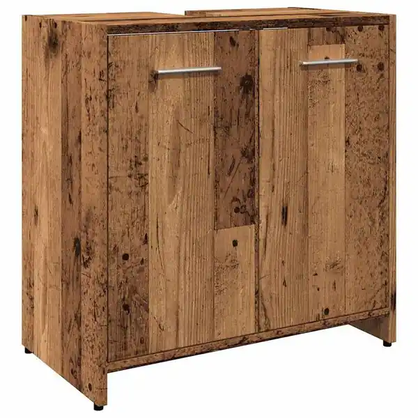 Begränsat antal vidaXL Tvättställsskåp gammalt trä 60x33x60 cm konstruerat trä