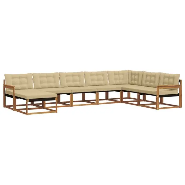 Billig vidaXL Utomhussoffset med kudde 8 pcs Naturlig och Beige
