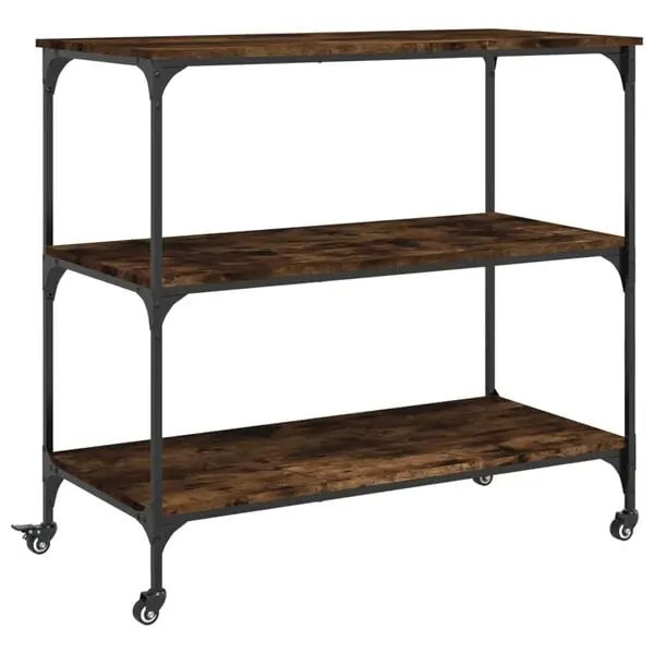 vidaXL Köksvagn rökfärgad ek 102x50x95 cm konstruerat trä Erbjudandepris