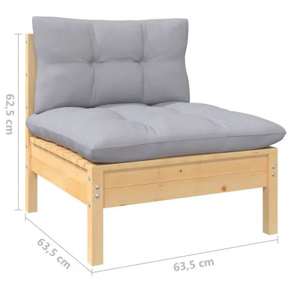 Endast idag vidaXL Loungegrupp med grå dynor 13 delar massiv furu