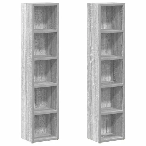 Utförsäljning vidaXL CD-hyllor 2 st grå sonoma 21x16x93,5 cm konstruerat trä