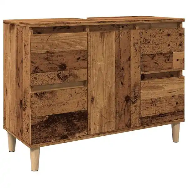 vidaXL Tvättställsskåp åldrat trä 80x33x60 cm konstruerat trä Köp nu