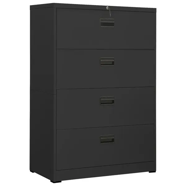 vidaXL Dokumentskåp antracit 90x46x134 cm stål Snabb frakt