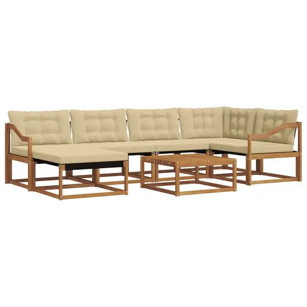 vidaXL Utomhussoffset 19 pcs Naturlig och Beige Massivt Akaciaträ Fynd