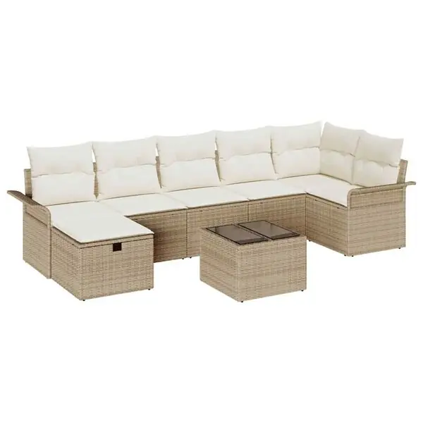 Trygg betalning vidaXL Trädgårdsoffset 8 pcs Beige och gräddfärgad konstrotting