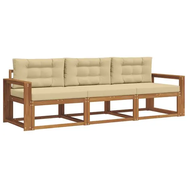vidaXL Utomhussoffset med kudde 3 pcs Naturlig och Beige Begränsat erbjudande
