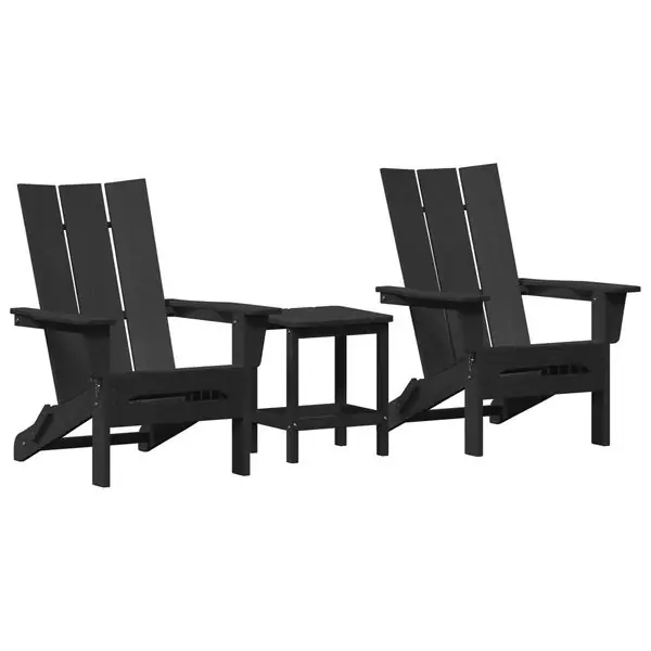 vidaXL Trädgård Stol 3 pcs Svart 80,5 x 74,5 x 92 cm polyeten Snabb leverans