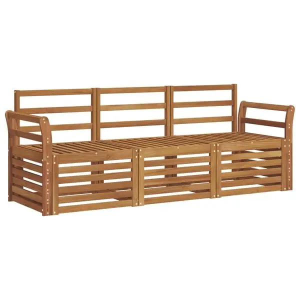 vidaXL Soffgrupper 3 pcs Naturfärg Massivt Akaciaträ I lager