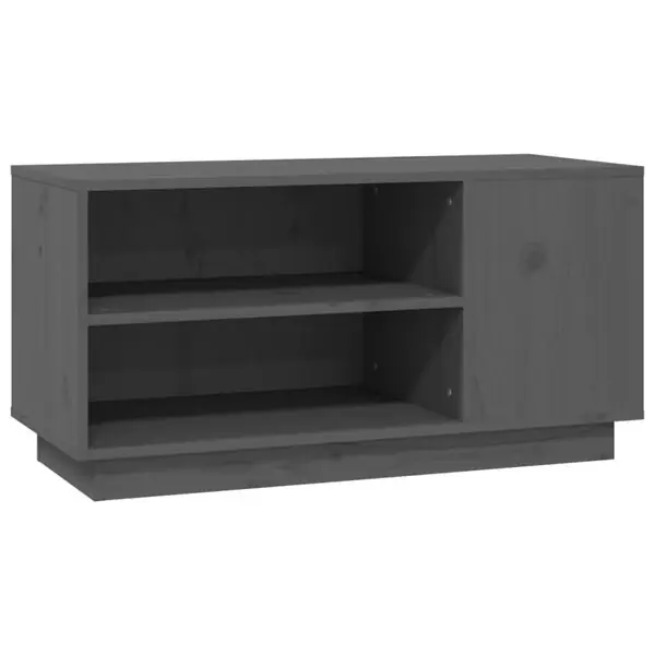 vidaXL Tv-bänk grå 80x35x40,5 cm massiv furu Bästa pris