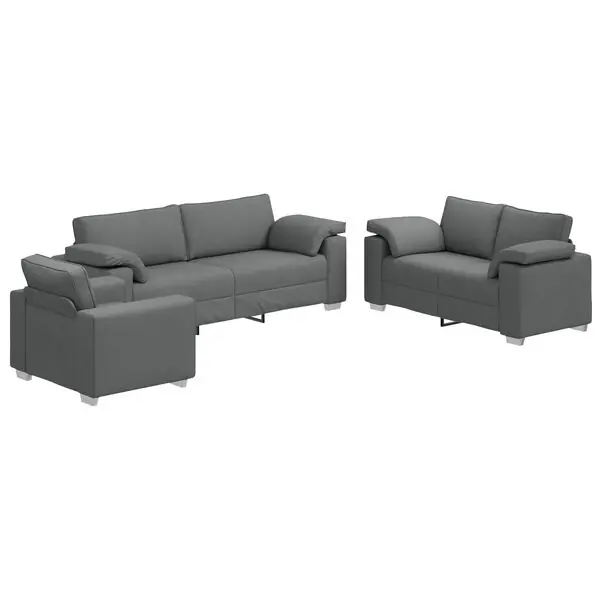 Beställ nu vidaXL Soffa 3 pcs Mörkgrå 219 x 80 x 82 cm Linnenblandad tyg