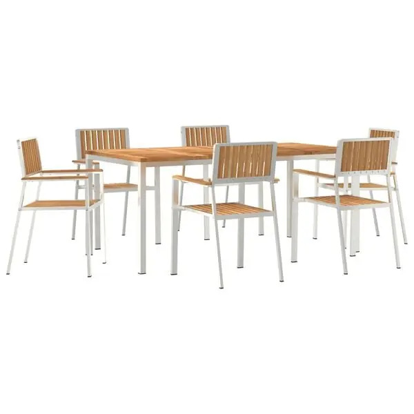 vidaXL Utomhusmatbord 7 pcs Brun Massivt teakträ Nedsatt pris