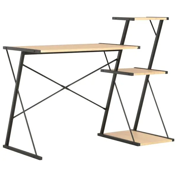 Rabatt vidaXL Skrivbord med hylla svart och ek 116x50x93 cm