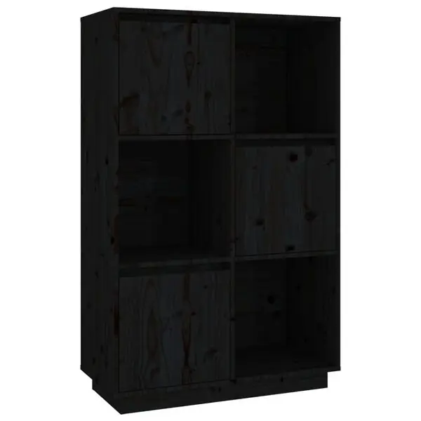 Fynd vidaXL Högskåp svart 74x35x117 cm massiv furu