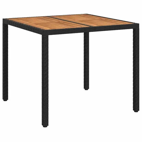 vidaXL Trädgårdsbord Svart 90 x 90 x 75 cm konstrotting Rabatter