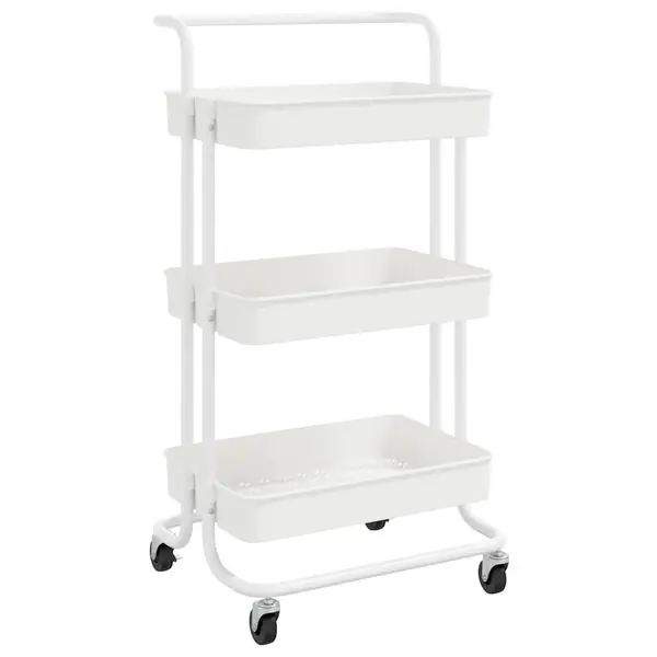 Premium vidaXL Rullvagn 3 våningar vit 42x35x85 cm järn och ABS