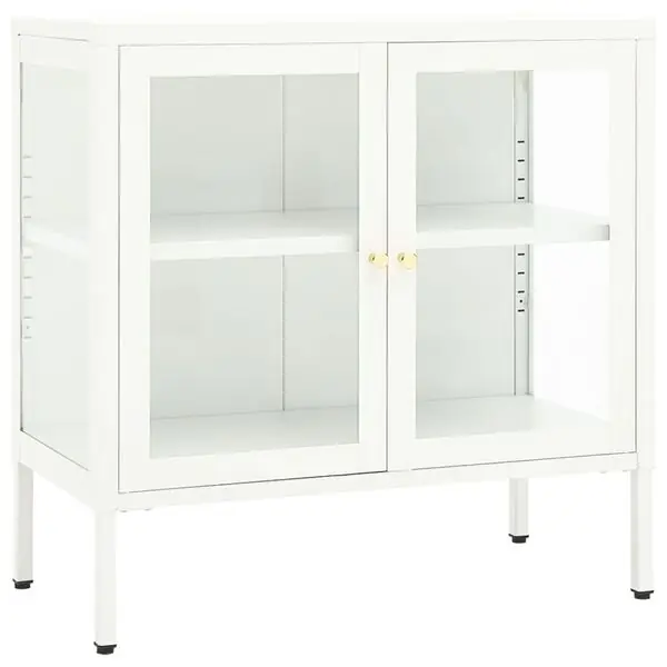 vidaXL Skänk vit 70x35x70 cm stål och glas Köp online