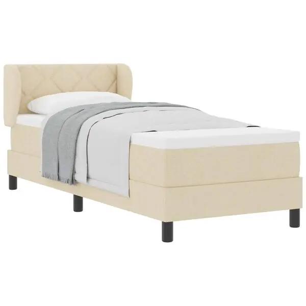 vidaXL Bäddfjäder med madrass med huvudgavel Kräm 80 x 200 cm tyg Endast denna vecka