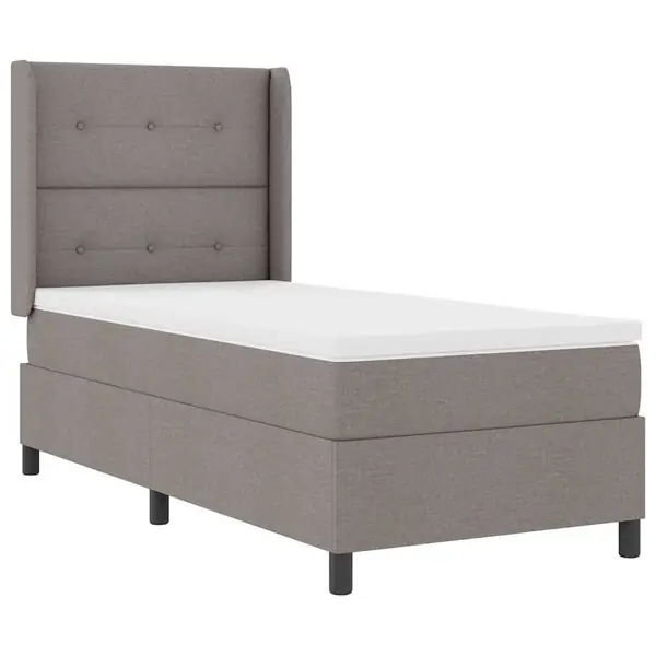 Kundfavorit vidaXL LED Box Säng med madrass med huvudgavel Taupe 90 x 200 cm tyg