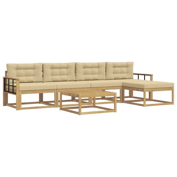 Endast idag vidaXL Utomhussoffset 6 pcs Vit och Beige 79 x 79 x 37 cm Polyester