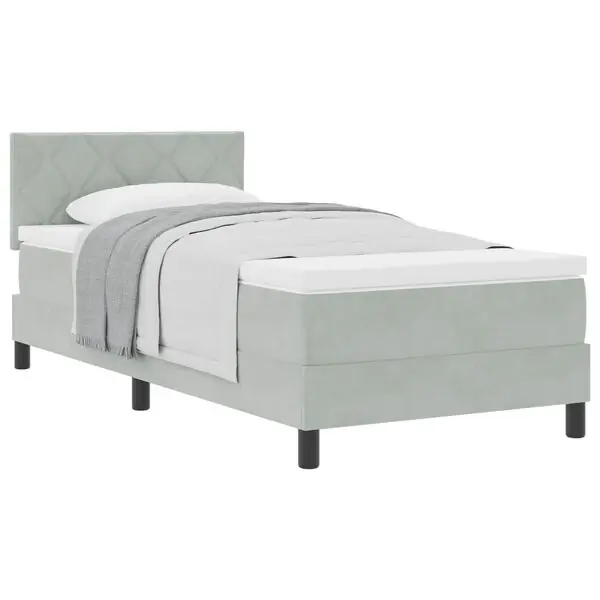vidaXL Bäddfjäder med madrass Ljusgrå 90 x 200 cm Sammet Outlet