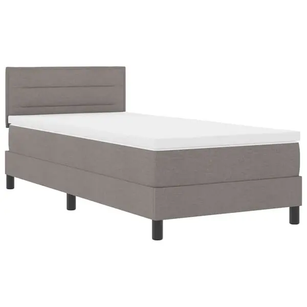 vidaXL Bäddfjäder med madrass med led Taupe 90 x 200 cm tyg Premium