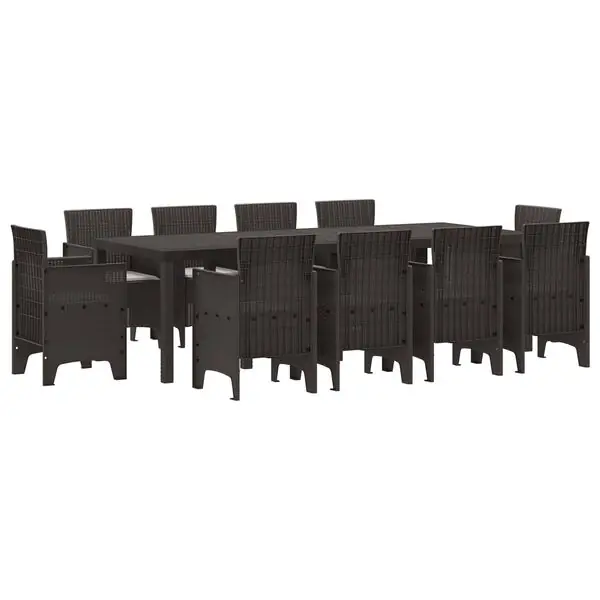 Begränsat erbjudande vidaXL Trädgårdsmöbelset 11 pcs Brun Polypropylen
