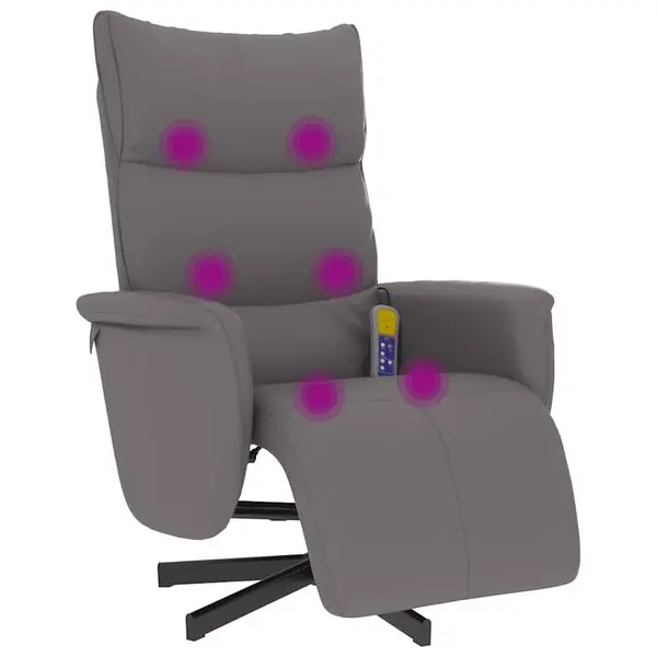 vidaXL Massagefåtölj med fotstöd grå konstläder Rabatter